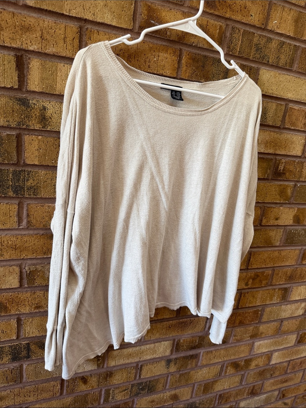 DKNY Light Cream Oversized Knit Sweatshirt